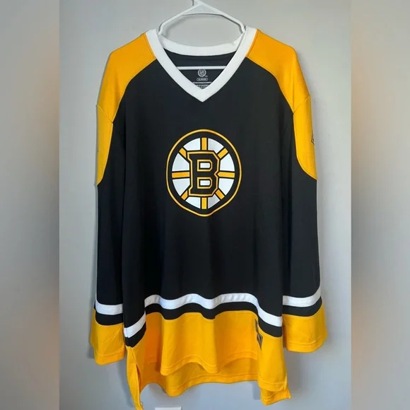 Boston Bruins Men’s NHL Hockey Long Sleeve Jersey Shirt Size XL Yellow/Black - Picture 1 of 7